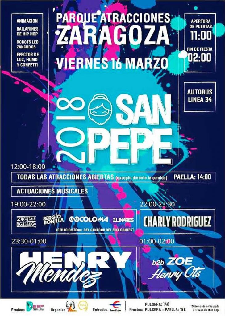 Cartel San Pepe 2018 en Zaragoza donde la diversión con tus amigos con buen ambiente y retos de Hunteet con los que ganar premios online